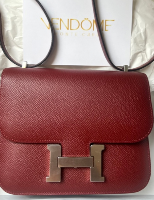 Hermes Constance 18 Mini Rouge H Epsom Palladium Hardware