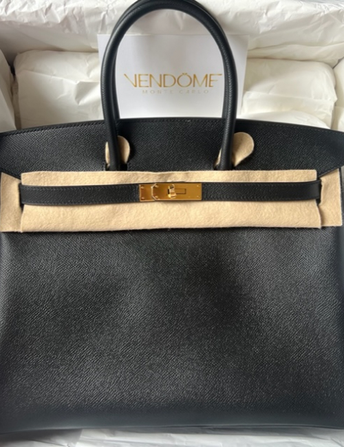 Hermes Birkin 35 Noir Black Epsom Gold Hardware